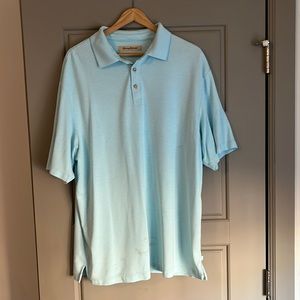 Blue-green striped XL Tommy Bahama polo shirt